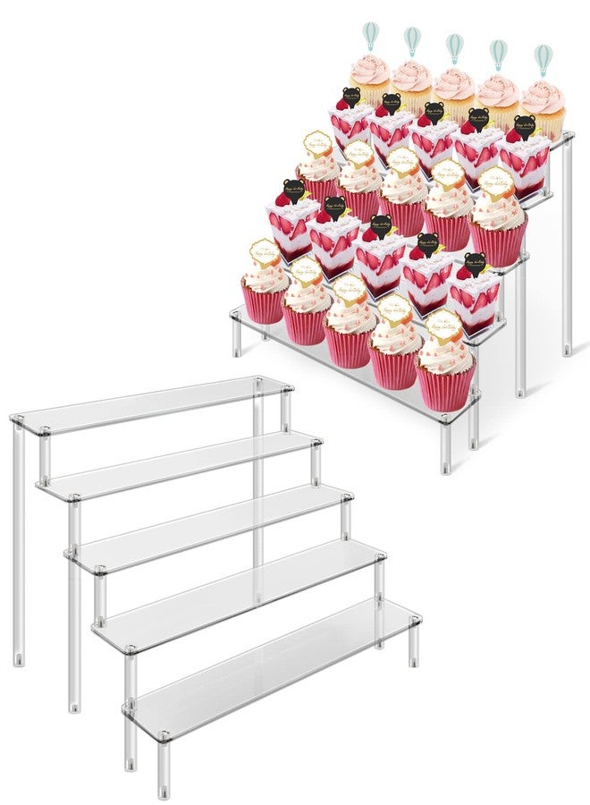 KALYLOC 2Pcs Acrylic Risers Display Stand for Action Figures, 5 Tier Clear Display Collectibles Dessert Holder, Durable Showcase Display Shelf for Toys Jewels Figurines Cosmetics Decoration and Organizer - Image 1