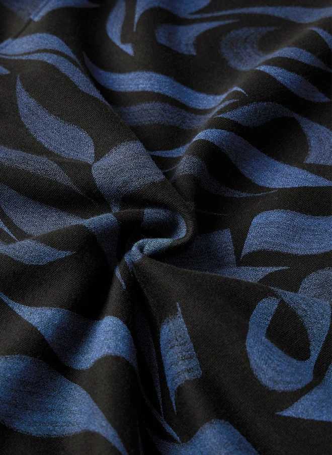 The Souled Store  The Souled Store Men's Oversized Fit Black Printed Hoodie with Embroidery  | Best Price UAE