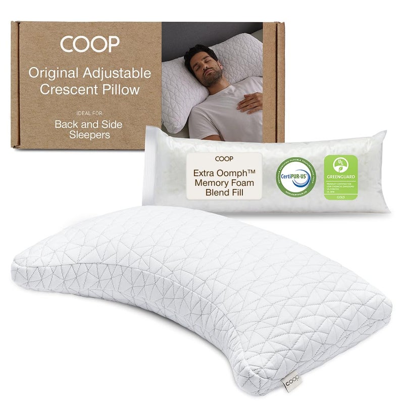 Coop Home Goods وسادة كوبر هوم غودز الأصلية القابلة للتعديل، وسائد سرير كوين لدعم الكتف والرقبة والرأس، وسائد فوم هلالية - متوسطة الصلابة للنائمين على الظهر والجانب، معتمدة من CertiPUR-US/GREENGUARD Gold - Image 1