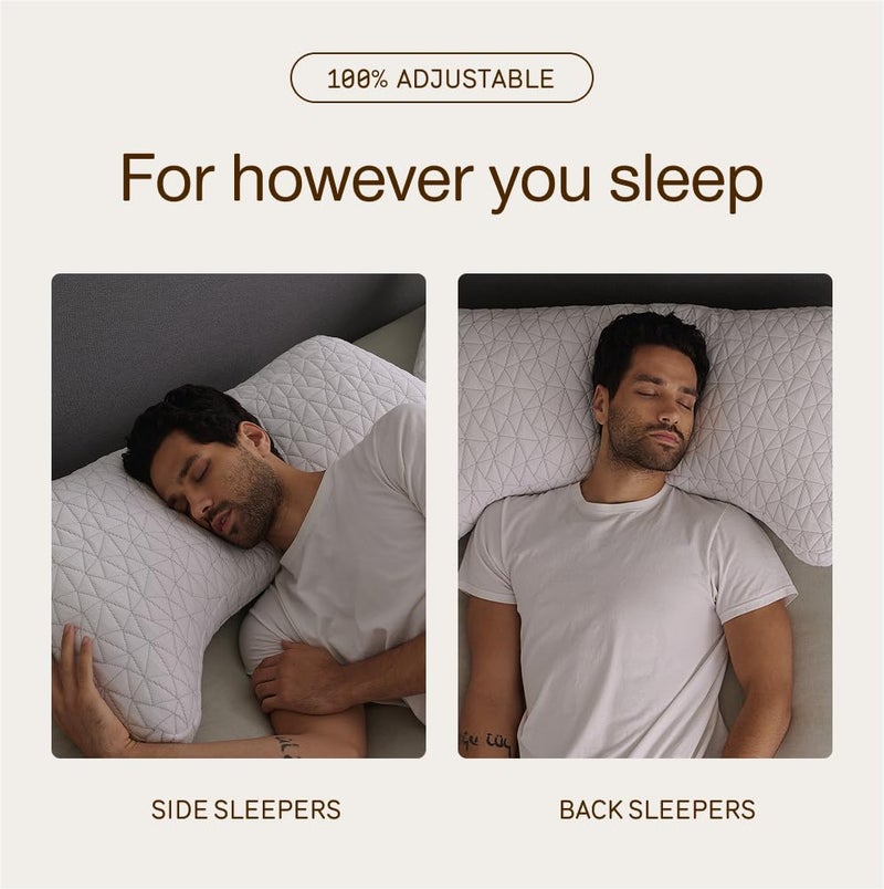 Coop Home Goods وسادة كوبر هوم غودز الأصلية القابلة للتعديل، وسائد سرير كوين لدعم الكتف والرقبة والرأس، وسائد فوم هلالية - متوسطة الصلابة للنائمين على الظهر والجانب، معتمدة من CertiPUR-US/GREENGUARD Gold - Image 4