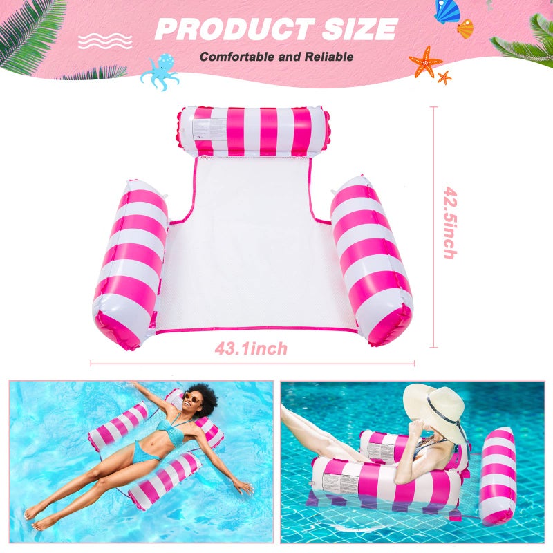 MLRYH Pool Floats, 3 Pack Inflatable Pool Floats Hammock, Swimming Pool Float Adult Inflatable Water Hammock,Multi-Purpose Pool Hammock (Saddle, Lounge Chair, Hammock, Drifter) for Adults Vacation - Image 2