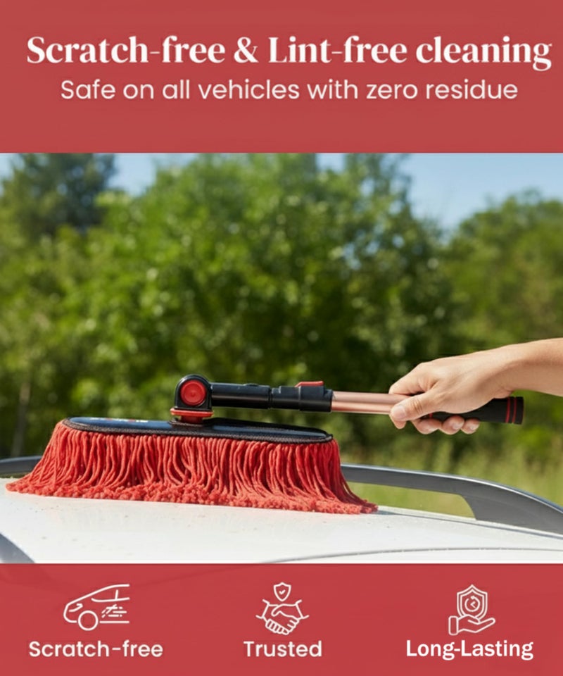 Autodrome DustDestroyer Car Duster with Wax Baked Cotton Strands, 180° Rotatable Head, Extendable Handle, Scratch-Free Cleaning Tool for Cars and Bikes, Comfortable Daily Use - Image 3