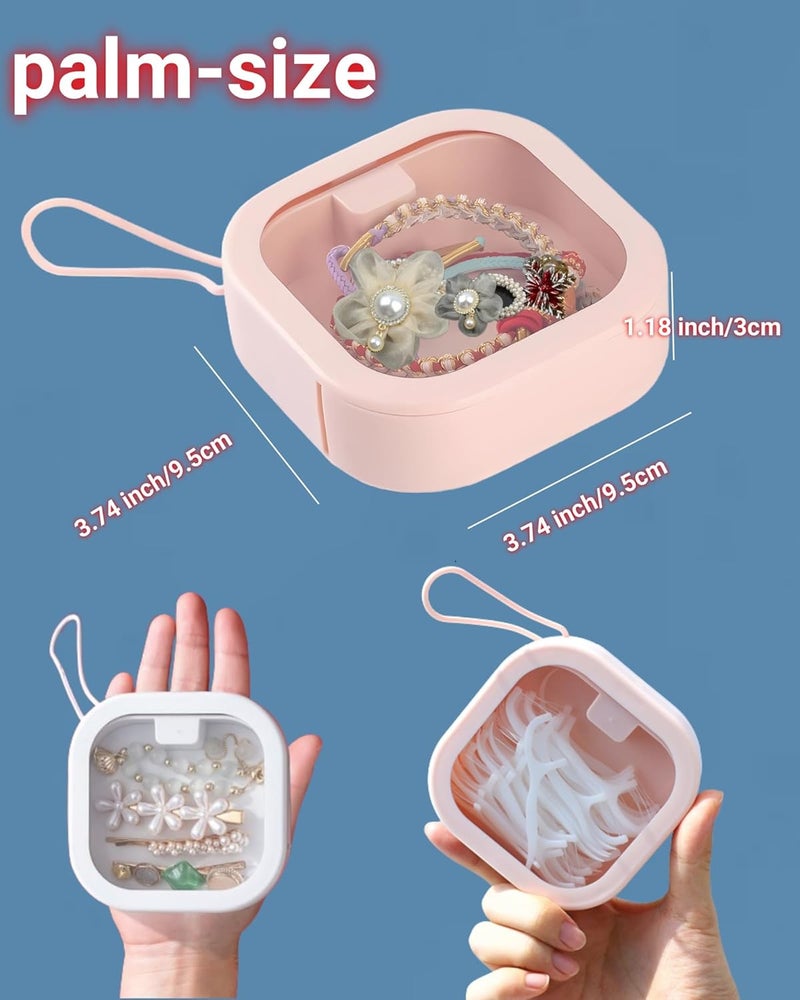 REVAXUP 4pcs Hair Tie Organizer,Portable Hair Tie Holder Organizer for Girls, Babby Girl Hair Accessory Organizer for Small Travel Items storage like hair clips,qtips,floss.2pink&2white - Image 3