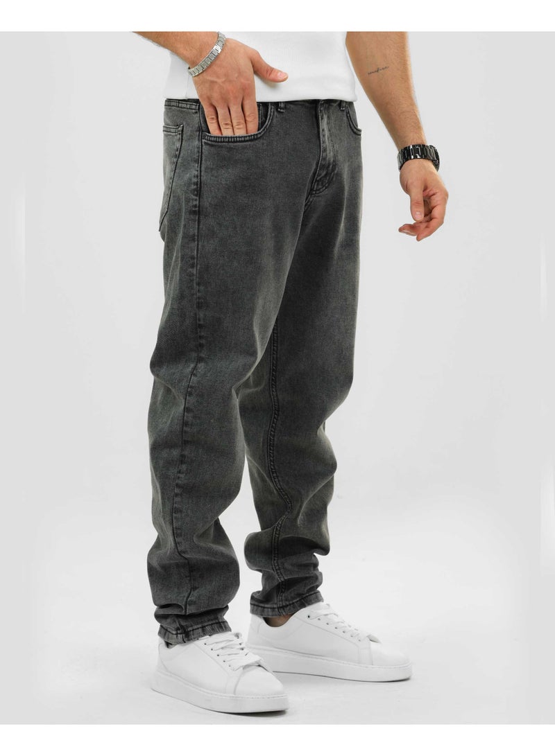 دوت بنطلون جينز بقصّة مريحة مع تأثير مغسول - Image 2