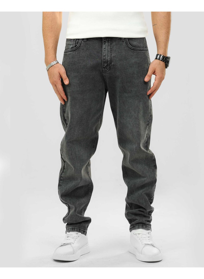 دوت بنطلون جينز بقصّة مريحة مع تأثير مغسول - Image 1