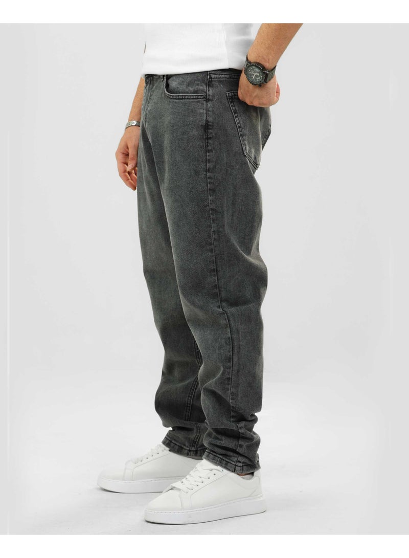 دوت بنطلون جينز بقصّة مريحة مع تأثير مغسول - Image 3