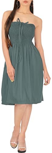 LA LEELA Women's Tube Dress Casual Short Top One Size Grey Solid - Image 5