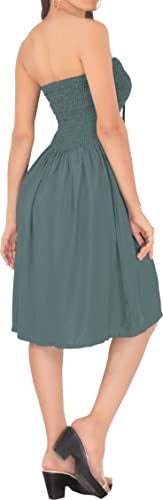 LA LEELA Women's Tube Dress Casual Short Top One Size Grey Solid - Image 3