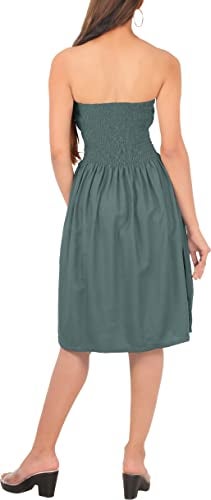 LA LEELA Women's Tube Dress Casual Short Top One Size Grey Solid - Image 4