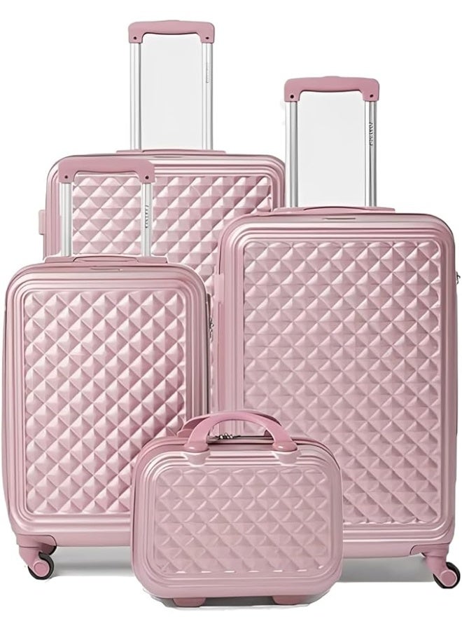 4 Piece Premium Luggage Set with Beauty Case, Lightweight Hard Shell Suitcases, 360° Spinner Wheels, Secure Lock - pink - Image 1
