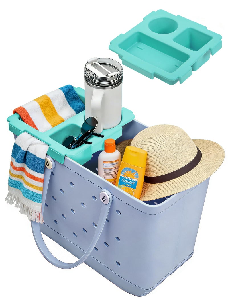 DGLOZE Organizer Tray Top for Bogg Bags Cup Holder Storage Lid Compatible with Bogg Bag XL Fit for Stanley 30 oz 40 oz Cup Outdoor Beach Bag Top Insert Easy to Clean Mint Green - Image 2