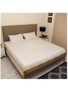 Home-Tex Design 3 Piece Hometex Design 100 % Cotton King size printed flat sheet set IVOIRE - 1 Flat Sheet (240x260 cm) + 2 Pillow Covers (50x80 cm)  - Image 1
