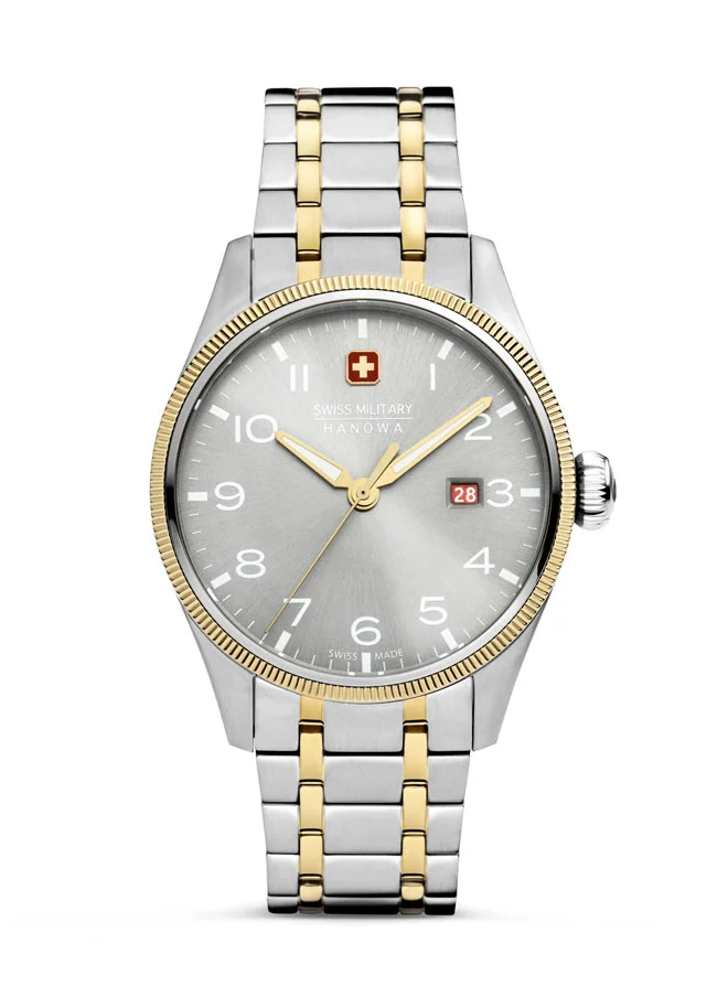 SWISS MILITARY HANOWA Thunderbolt Watch For Men With Silver and Yellow Gold Two Tone Stainless Steel Bracelet - 43 mm