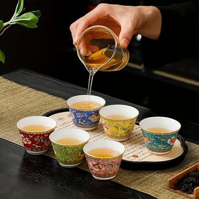 rayihni Ceramic Enamel Tea Cup With Gift Box Classical Style Chinese Tea Cup Personalized Tea Bowl For Exquisite Holiday Gift Style 2 - Image 3