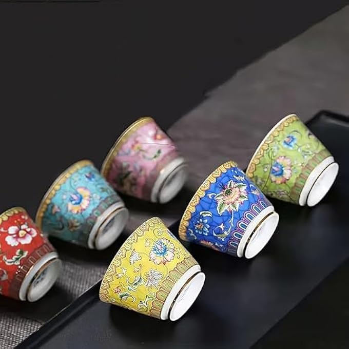 rayihni Ceramic Enamel Tea Cup With Gift Box Classical Style Chinese Tea Cup Personalized Tea Bowl For Exquisite Holiday Gift Style 2 - Image 5