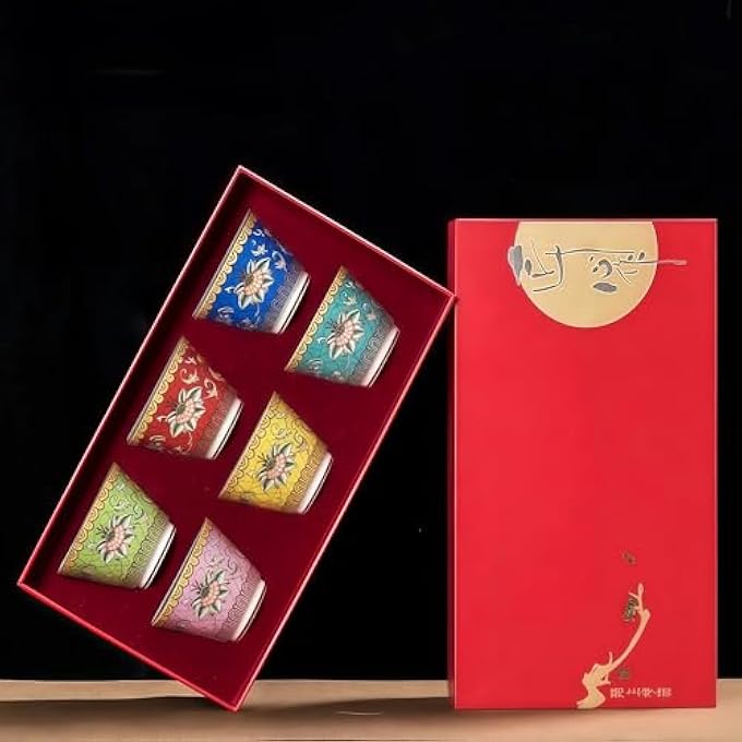 rayihni Ceramic Enamel Tea Cup With Gift Box Classical Style Chinese Tea Cup Personalized Tea Bowl For Exquisite Holiday Gift Style 2 - Image 2