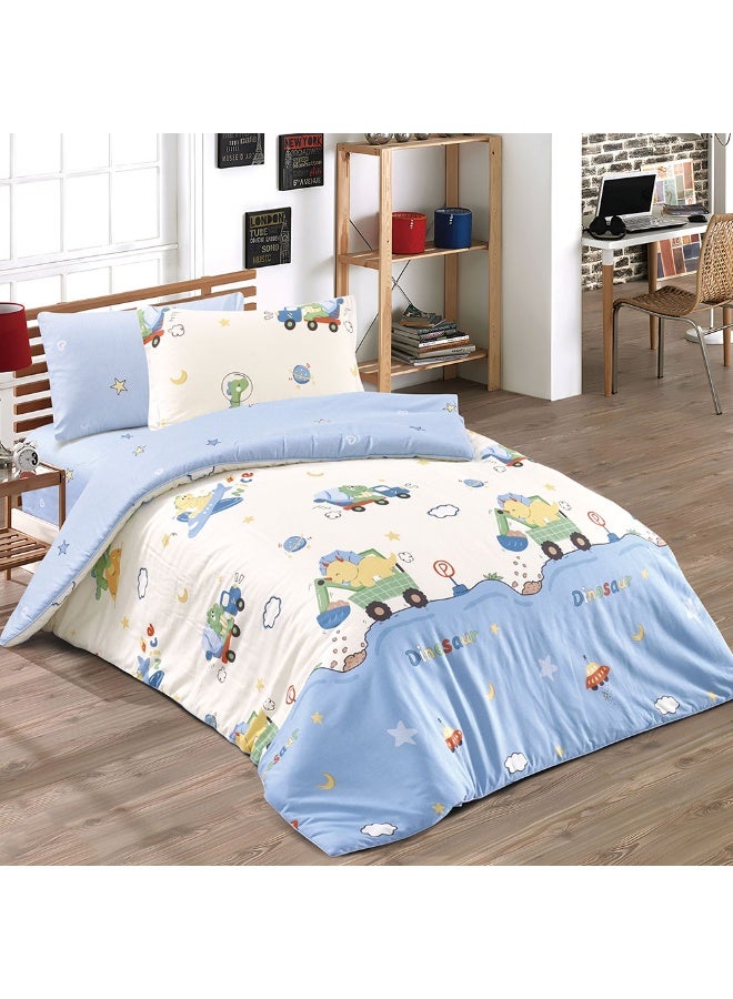 bukhamseen CARDIF Kids’ Cotton Bedding Set – 4 Pieces, Single Size, Super Soft with Stitched Filling - Image 1