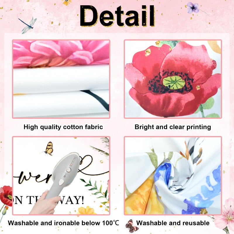 Avezano Wildflower Baby Shower Backdrop Watercolor A Little Wildflower Is On The Way Baby Shower Party Decorations Wildflower Theme Girl Banner Photoshoot Props 7X5 Ft  83X59 Inch - Image 3