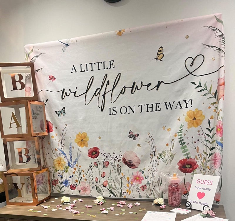 Avezano Wildflower Baby Shower Backdrop Watercolor A Little Wildflower Is On The Way Baby Shower Party Decorations Wildflower Theme Girl Banner Photoshoot Props 7X5 Ft  83X59 Inch - Image 2