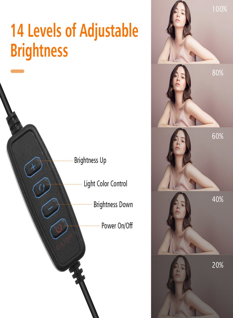 أندوير طقم إضاءة مؤتمرات الفيديو USB يتضمن 3 مصابيح فيديو LED قابلة للتعتيم من 3200 كلفن إلى 5600 كلفن + 3 حوامل إضاءة مكتبية قابلة للطي + 3 محولات رأس كروية مرنة + 15 لونًا - Image 4