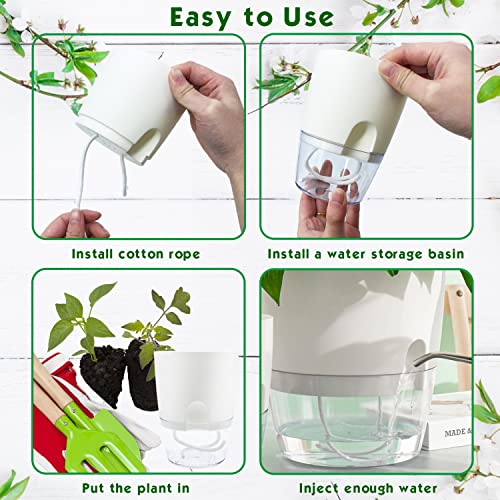 Haawooky 10 Pack Clear Self Watering Planters,4.1Inch Wicking Flower Pots,Plastic African Violet Pots with Watering Bottle Modern Decorative Planter for House Plants,Herbs,Indoor Plants - Image 4