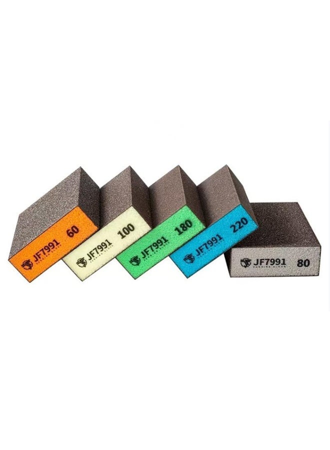 5 Pack Sanding Sponge Set – 10 Pieces Sanding Blocks with 60/80/100/180/220 Grit Assortment for Wood Metal Drywall – Washable Reusable Sandpaper Sponge Bricks - Image 1