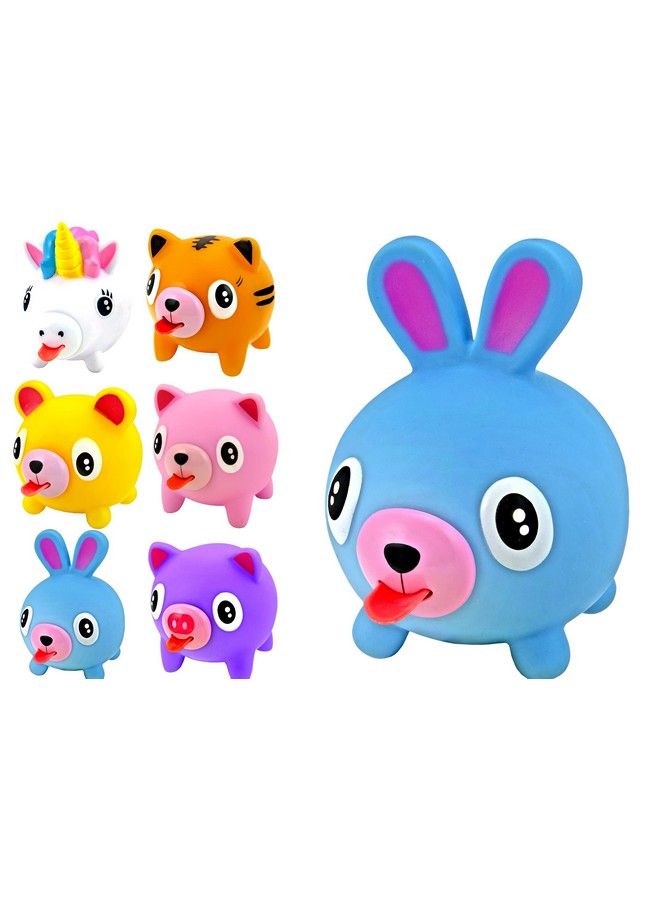 Ja-Ru كرة ضغط وصوت لتخفيف التوتر - كرة لسانها خارج (1 كرة متنوعة) لعبة حيوانات تتحدث وتصرخ للأطفال - زينة كرات ضغط ناعمة لتخفيف التوتر. - Image 1