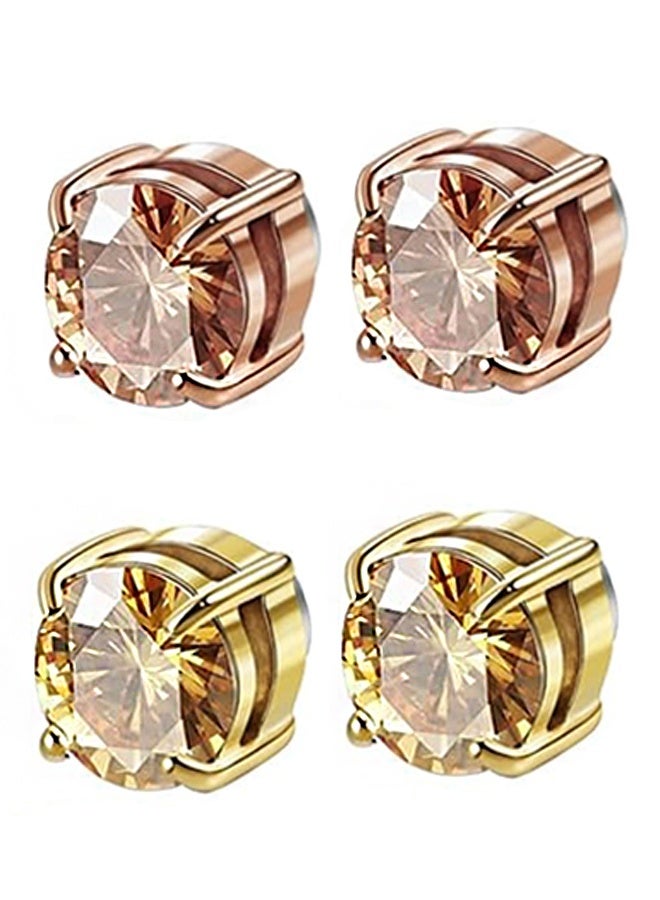 ليمون زوجان من الأقراط المغناطيسية من الفولاذ المقاوم للصدأ للرجال، أقراط مغناطيسية، أقراط ألماس غير قابلة للثقب، مناسبة للجنسين. - Image 4