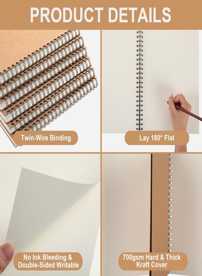 PerKoop 6 Pcs 8.5"x11" Spiral Sketch Pad A4 Large 100 Sheet Blank Notebook Sketch Pads 60lbs (100gsm) Xmas Gifts Sketching Drawing Pad Journals Art Sketchbook for Teachers Students Kids - Image 3