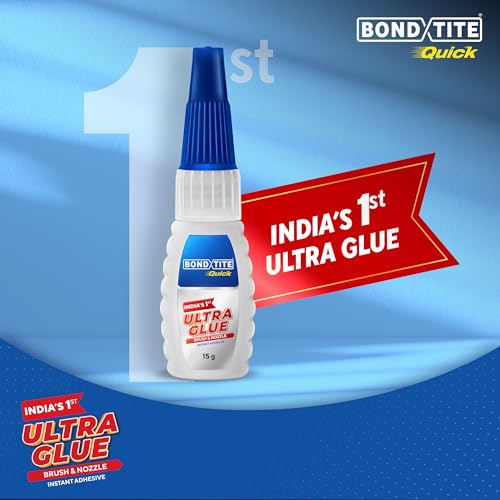 Bondtite Quick Ultra Glue Brush & Nozzle | 15g | Instant Adhesive | 10X Unbreakable Bond | Twin Dispensing | Special Brush Applicator to Ensure Full Coverage | Multi Material Strong Bonding | DIY - Image 3