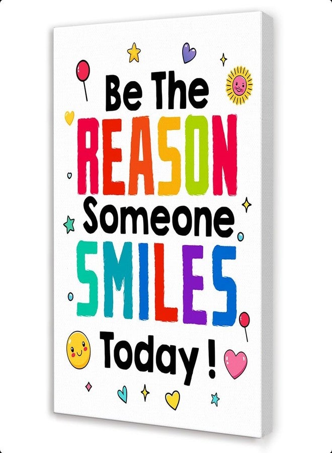 Gwisml Be The Reason Someone Smiles Today Inspirational Quotes Classroom Canvas Wall Art,Motivational Print Painting Artwork for Classroom Preschool Nursery Bedroom Wall Decor - Image 1
