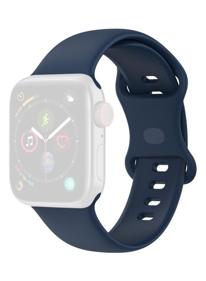 NIBEMINENT Silicone Replacement Watchbands For Apple Watch Series 7/6/SE/5/4/3/2/1 45/44/42mm Size: Small Navy Blue - Image 1