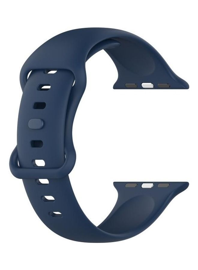 NIBEMINENT Silicone Replacement Watchbands For Apple Watch Series 7/6/SE/5/4/3/2/1 45/44/42mm Size: Small Navy Blue - Image 4