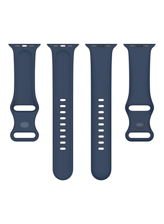 NIBEMINENT Silicone Replacement Watchbands For Apple Watch Series 7/6/SE/5/4/3/2/1 45/44/42mm Size: Small Navy Blue - Image 5