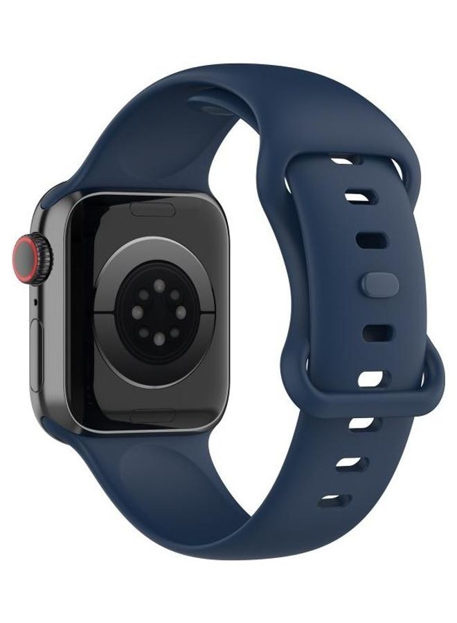 NIBEMINENT Silicone Replacement Watchbands For Apple Watch Series 7/6/SE/5/4/3/2/1 45/44/42mm Size: Small Navy Blue - Image 2