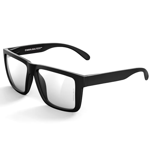 MAXJULI XXL Size Double Extra Large Z87 Sunglasses for Big Wide Heads Men TR90 Ultralight UV400 Protection Glasses 8228 (Matte Black Frame/Clear Lens - Image 1
