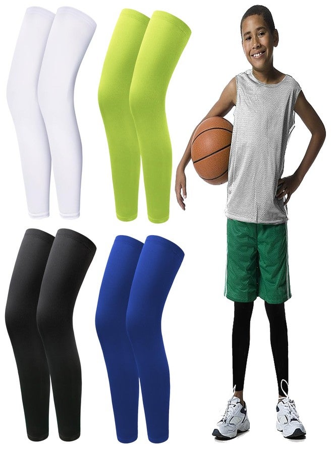 Cptoion 4Pairs Kids Leg Sleeves,Long Compression Leg Sleeves,Non Slip UV Protection Full Length Leg Sleeves for Kids Boy Girl (Small) - Image 1