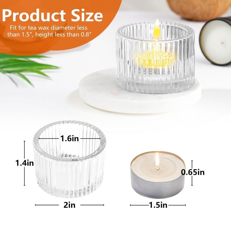 JOYIT Clear Votive Candle Holders Bulk Set of 4, Tealight Candle Holder for Wedding Table Centerpiece, Glass Small Candle Holders for Birthday Party, Valentine's Day, Home Decor (2''X 1.4'') - Image 2
