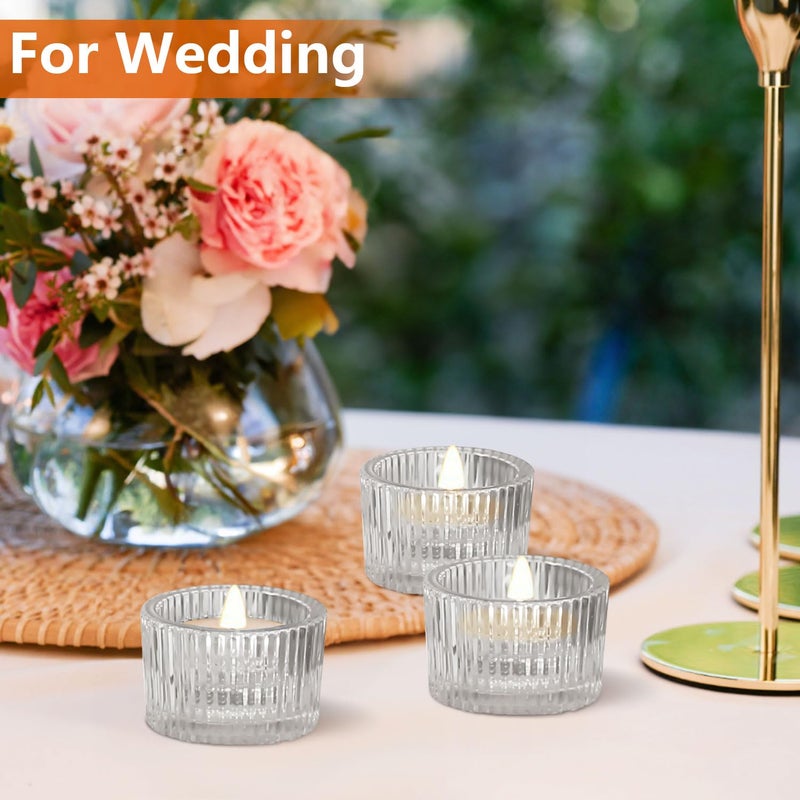 JOYIT Clear Votive Candle Holders Bulk Set of 4, Tealight Candle Holder for Wedding Table Centerpiece, Glass Small Candle Holders for Birthday Party, Valentine's Day, Home Decor (2''X 1.4'') - Image 5