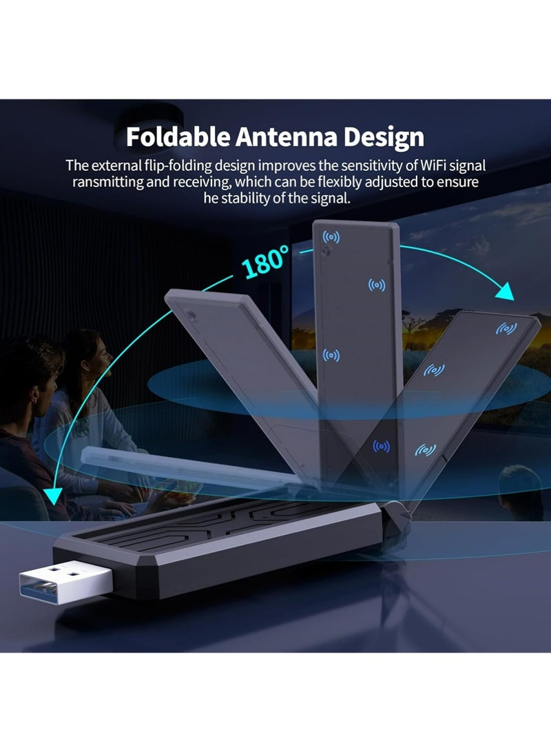 X-level WiFi6E USB 3.0 WiFi Adapter for PC, AX5400M 802.11AX, Tri-Band 6GHz/5GHz/2.4GHz, WPA3, Wireless USB WiFi Dongle Network Adapter for PC Laptop, Only Compatible with Windows 11/10 - Image 5