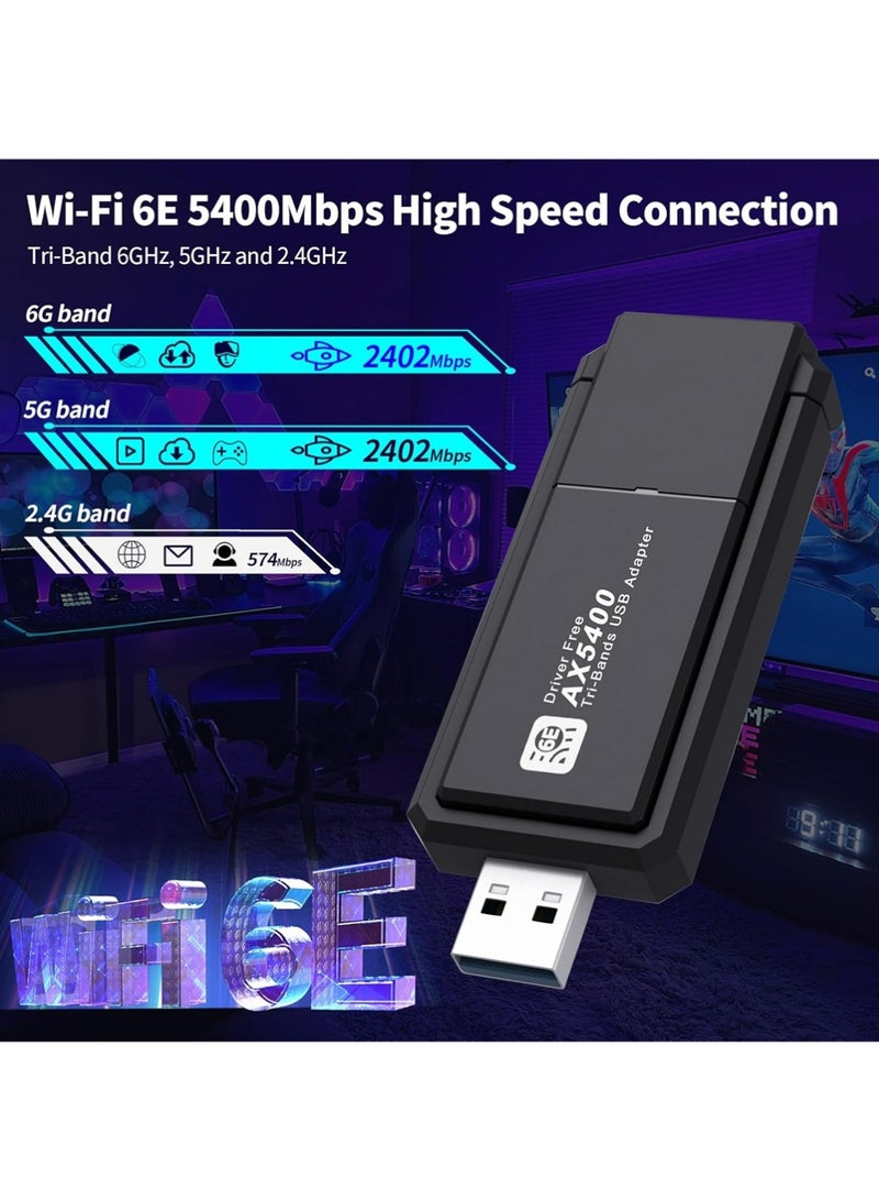 X-level WiFi6E USB 3.0 WiFi Adapter for PC, AX5400M 802.11AX, Tri-Band 6GHz/5GHz/2.4GHz, WPA3, Wireless USB WiFi Dongle Network Adapter for PC Laptop, Only Compatible with Windows 11/10 - Image 4