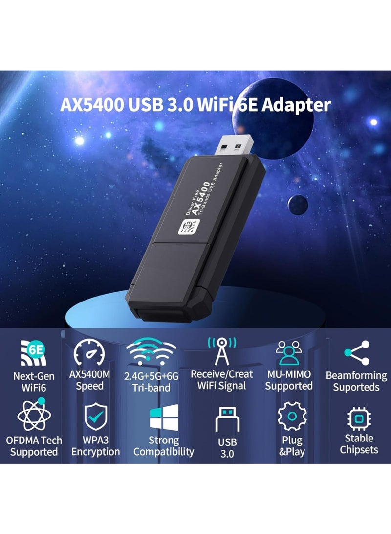 X-level WiFi6E USB 3.0 WiFi Adapter for PC, AX5400M 802.11AX, Tri-Band 6GHz/5GHz/2.4GHz, WPA3, Wireless USB WiFi Dongle Network Adapter for PC Laptop, Only Compatible with Windows 11/10 - Image 3