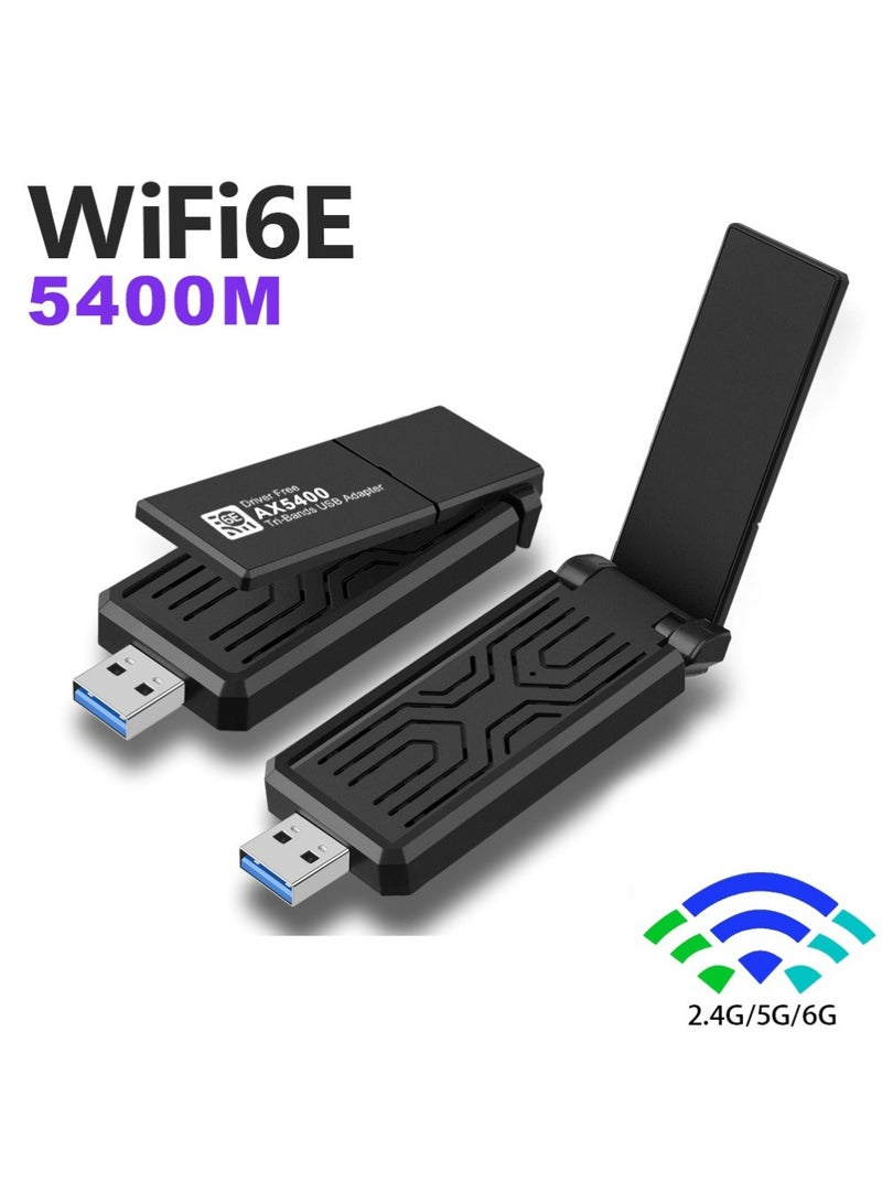 X-level WiFi6E USB 3.0 WiFi Adapter for PC, AX5400M 802.11AX, Tri-Band 6GHz/5GHz/2.4GHz, WPA3, Wireless USB WiFi Dongle Network Adapter for PC Laptop, Only Compatible with Windows 11/10 - Image 1