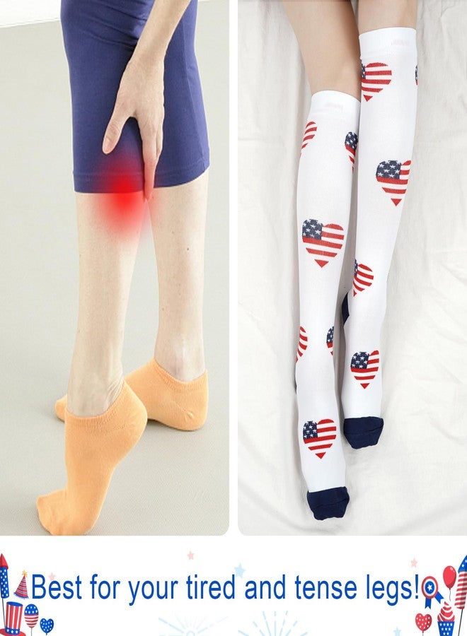 Junely Funny Compression Socks American Flag Knee High Socks for Men & Women Circulation 20-30 mmHg, Heart, One size - Image 4