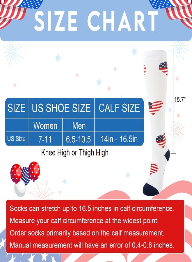 Junely Funny Compression Socks American Flag Knee High Socks for Men & Women Circulation 20-30 mmHg, Heart, One size - Image 5