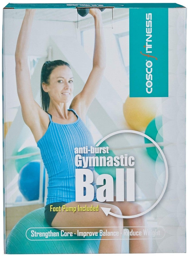 Cosco Anti Polyester Burst Gym Ball with Foot Pump, Exercise & Fitness, 75Cm, (Green) - Image 1