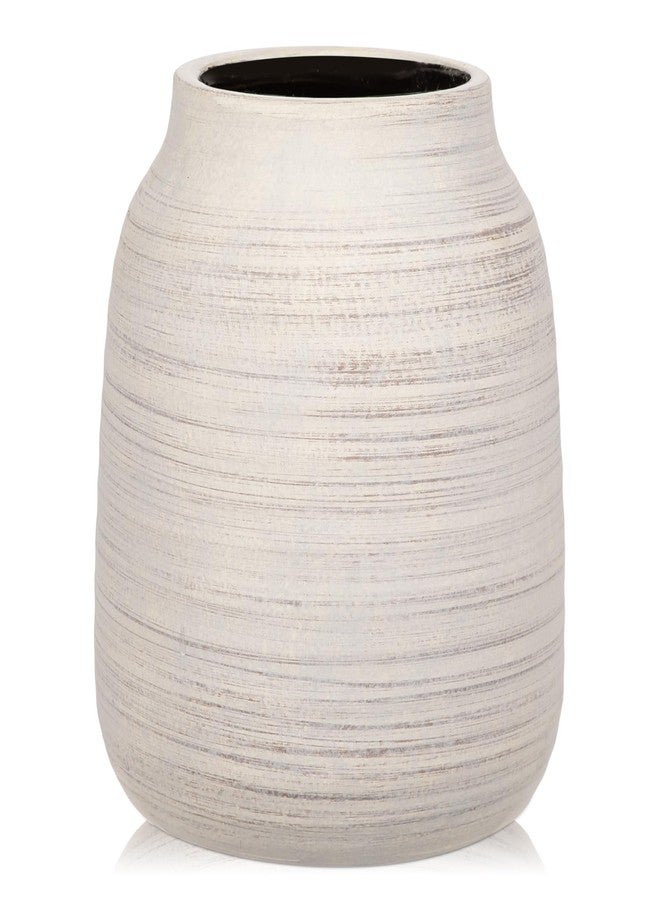 Briful 8.3in Tall Large Rustic Shabby White Ceramic Vase, Vintage Farmhouse Natural CountryTerra Cotta, Antique Pottery Pampas Flowers Vases for Living Room Kitchen Table Shelf Decor - Image 1