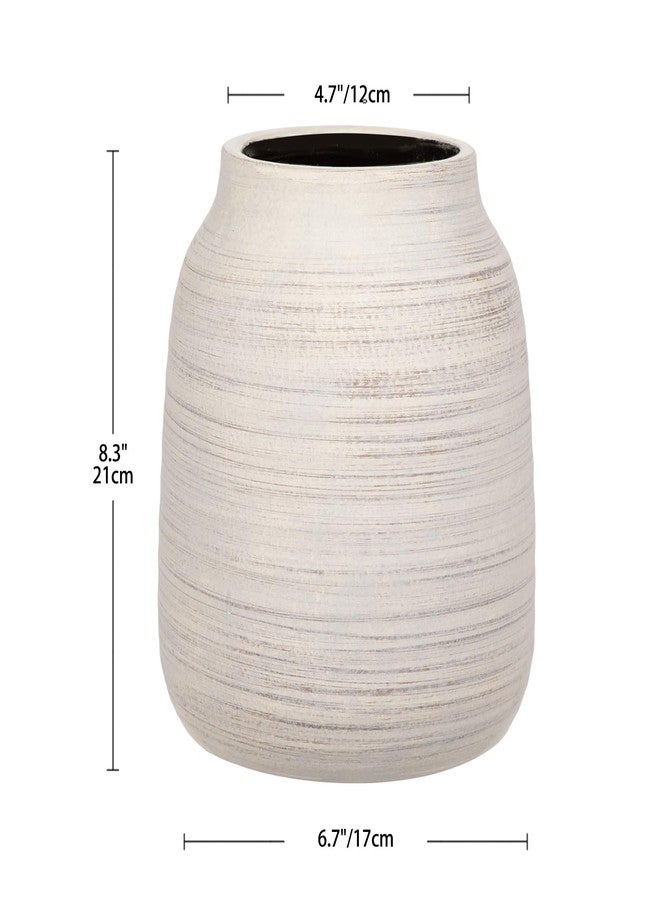 Briful 8.3in Tall Large Rustic Shabby White Ceramic Vase, Vintage Farmhouse Natural CountryTerra Cotta, Antique Pottery Pampas Flowers Vases for Living Room Kitchen Table Shelf Decor - Image 2