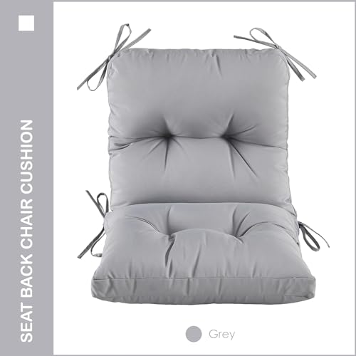 MILLIARD Outdoor Indoor Seat/Back Chair Tufted Cushion,All-Weather Patio Chair Cushion with Ties,for Patio Furniture (Grey) - Image 3