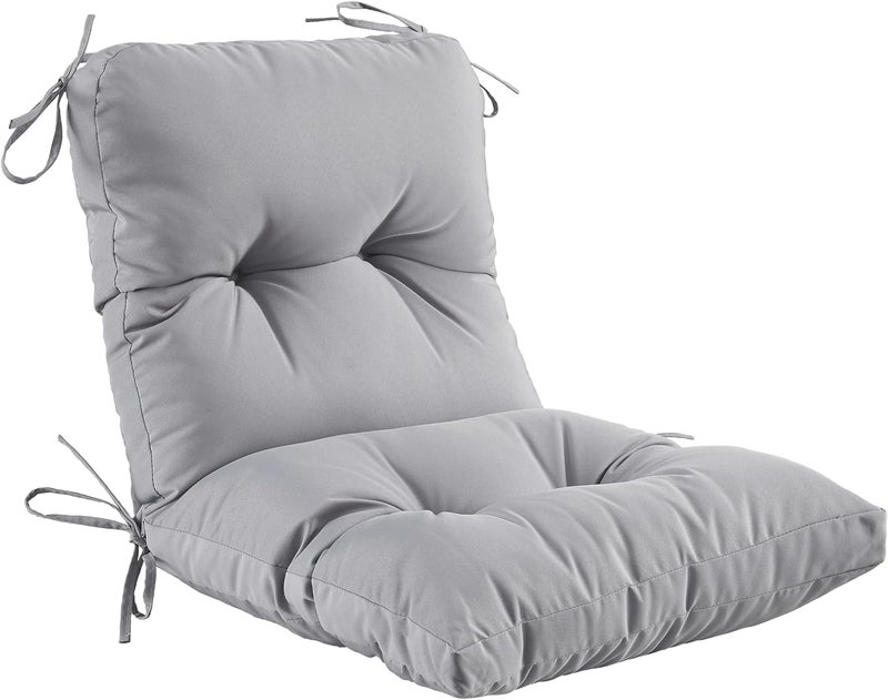 MILLIARD Outdoor Indoor Seat/Back Chair Tufted Cushion,All-Weather Patio Chair Cushion with Ties,for Patio Furniture (Grey) - Image 1
